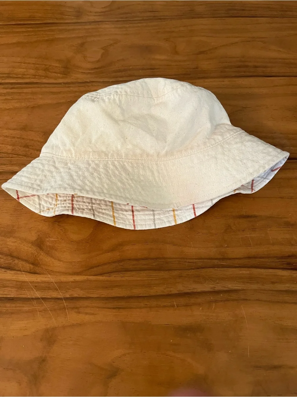 Madewell Linen-Cotton Reversible Short-Brimmed Bucket Hat - Cream/Windowpane